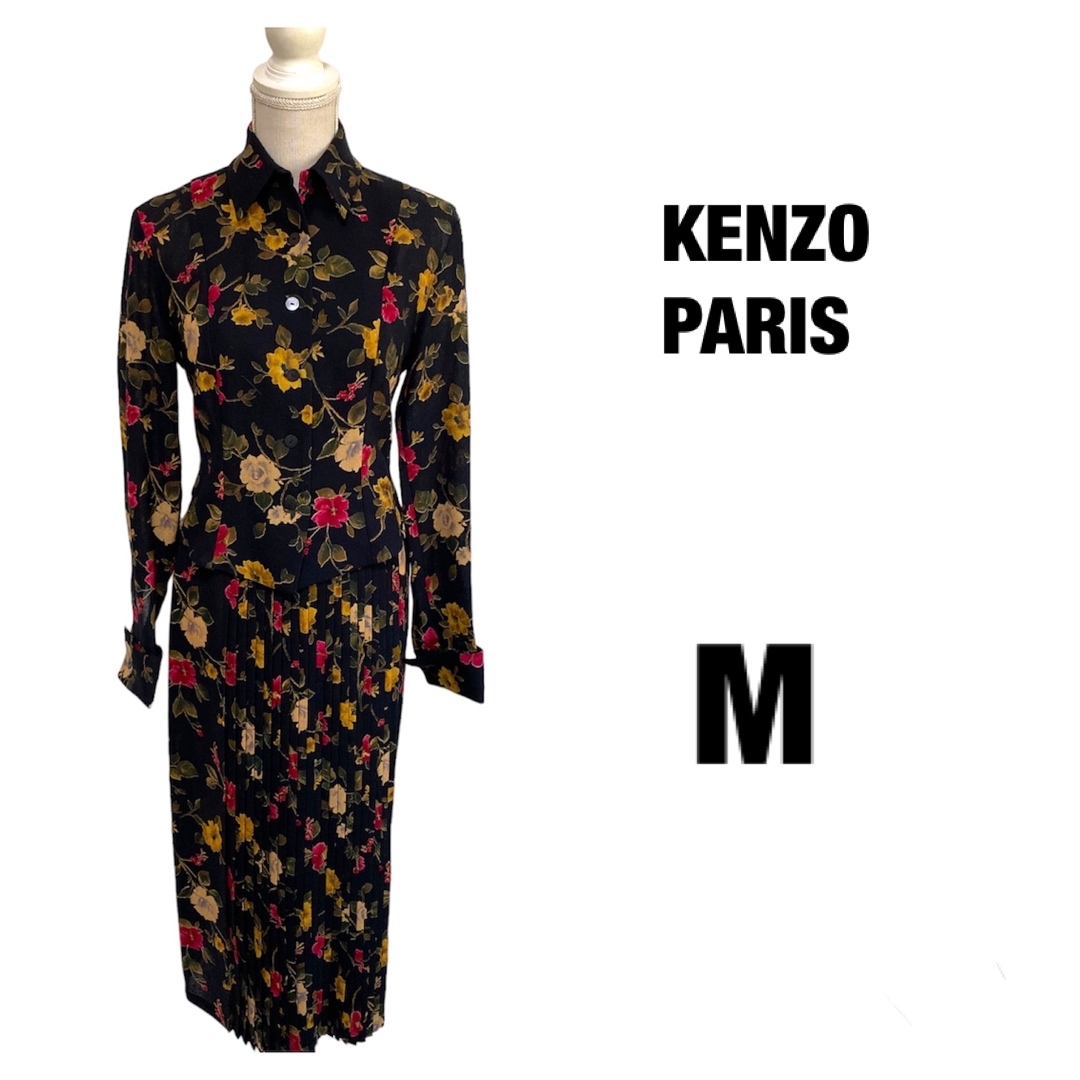 【美品】KENZO PARIS ケンゾー セットアップスーツ ブラック 花柄 | フリマアプリ ラクマ