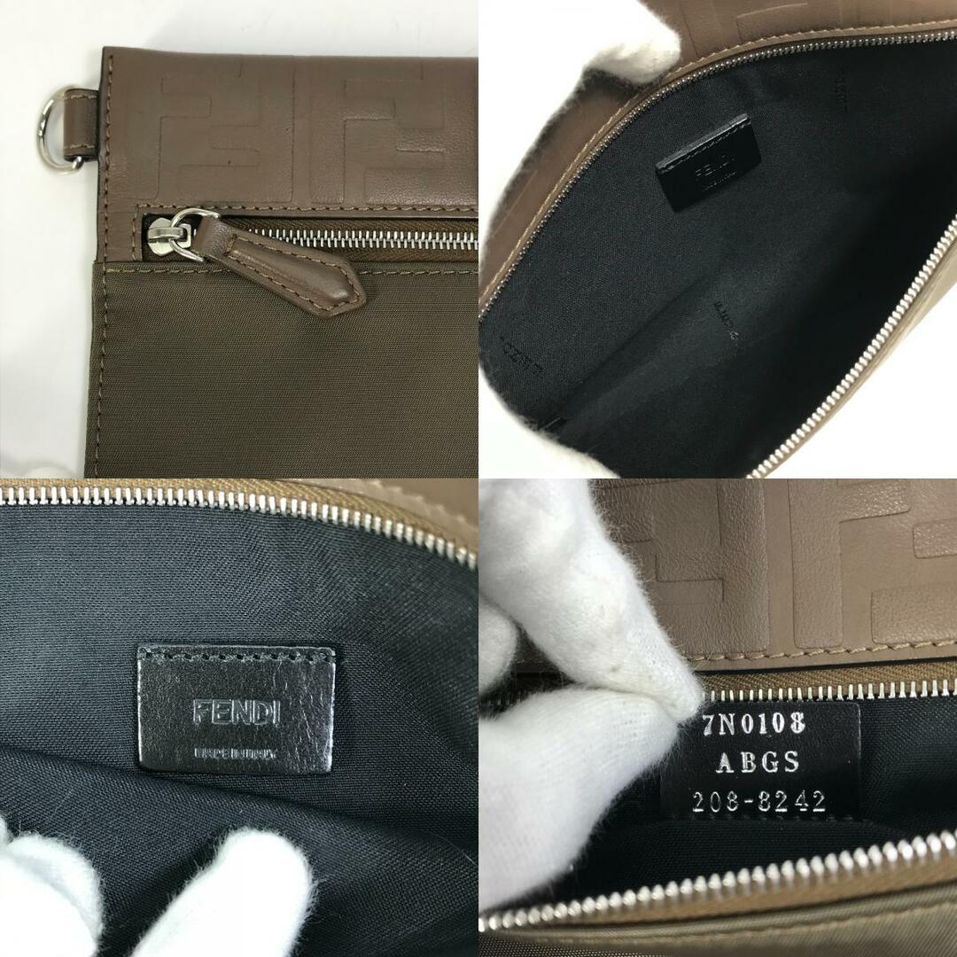 FENDI(フェンディ)のフェンディ FENDI 7N0108 ズッカ クラッチバッグ ポーチ ナイロン/レザー カーキ レディースのファッション小物(ポーチ)の商品写真