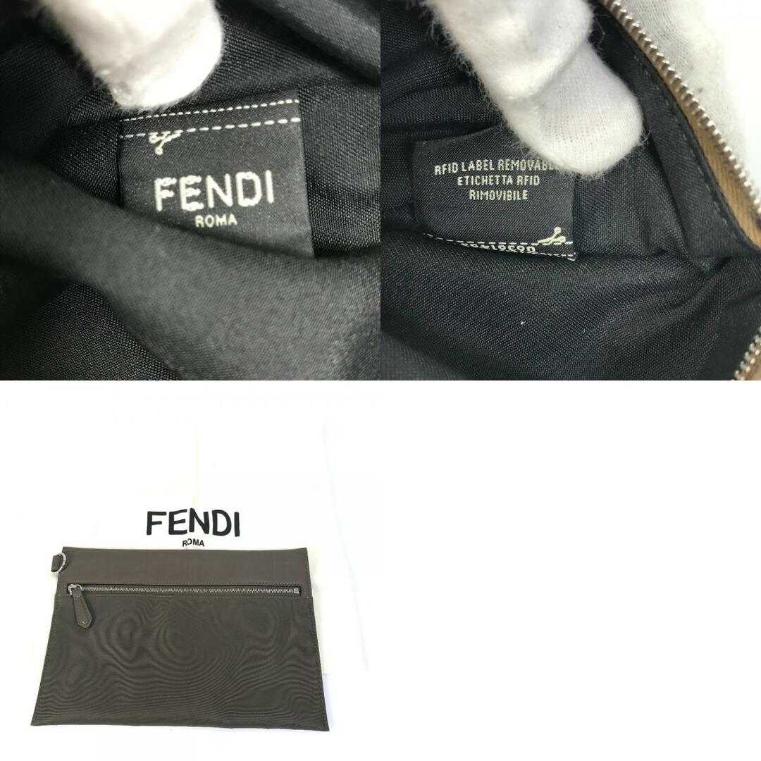 FENDI(フェンディ)のフェンディ FENDI 7N0108 ズッカ クラッチバッグ ポーチ ナイロン/レザー カーキ レディースのファッション小物(ポーチ)の商品写真