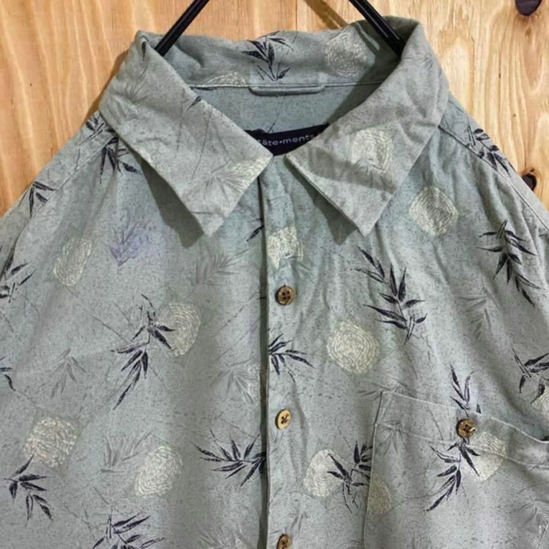 グリーン 柄シャツ USA古着 ハワイ 半袖 アロハ シャツ 総柄 メンズ 夏 ...