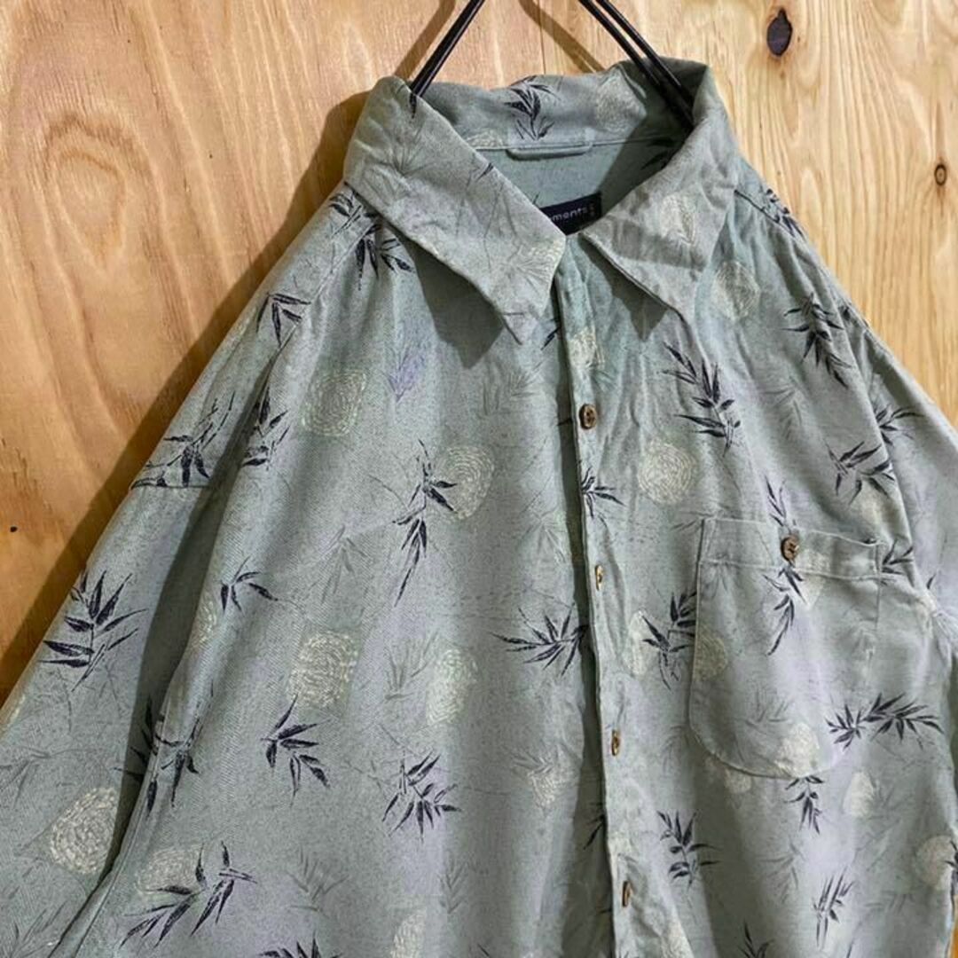グリーン 柄シャツ USA古着 ハワイ 半袖 アロハ シャツ 総柄 メンズ 夏 ...