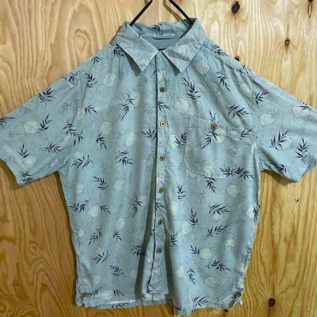 グリーン 柄シャツ USA古着 ハワイ 半袖 アロハ シャツ 総柄 メンズ 夏 ...
