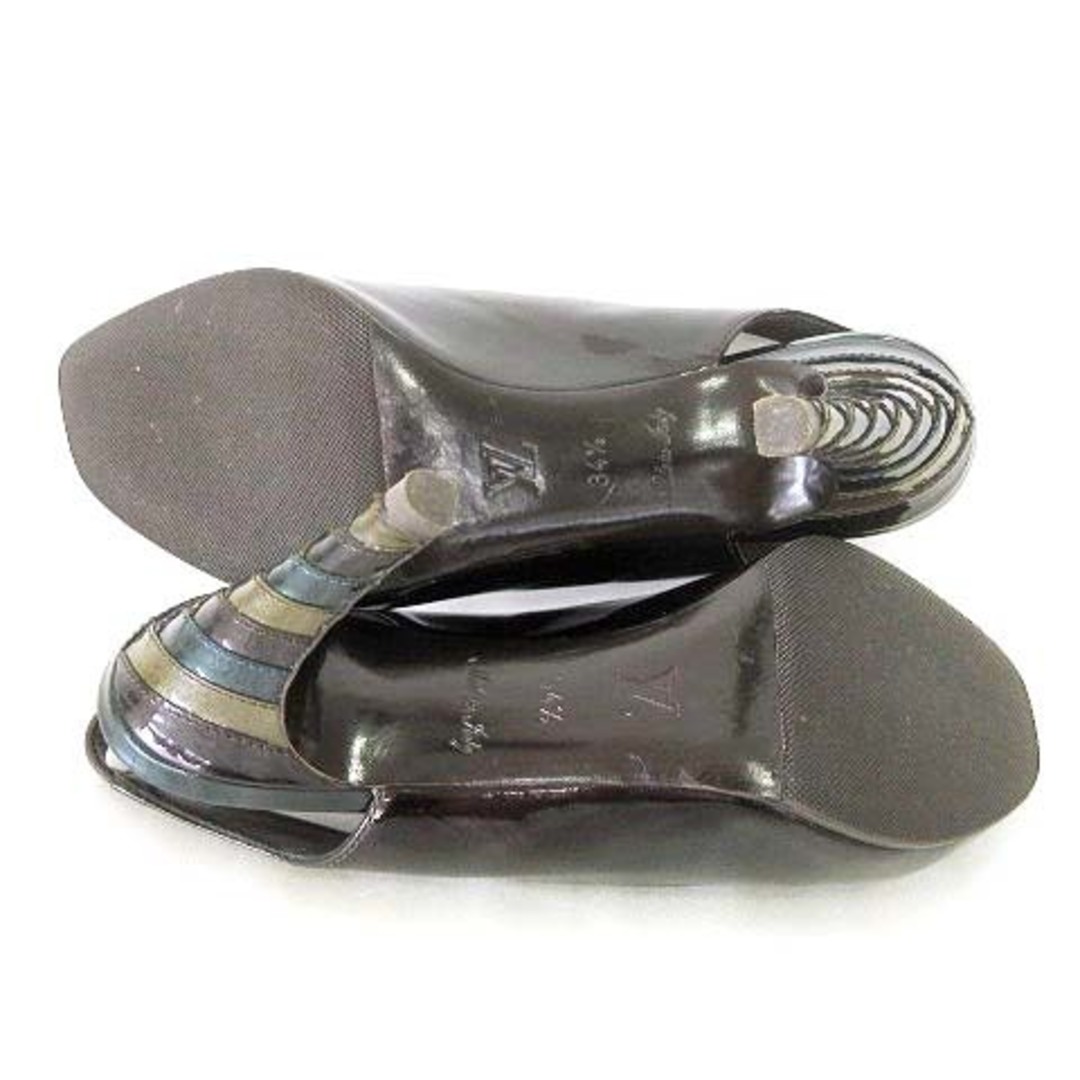 LOUIS VUITTON(ルイヴィトン)のルイヴィトン パテント パンプス スクエアトゥ サンダル 22cm ブラウン レディースの靴/シューズ(ハイヒール/パンプス)の商品写真