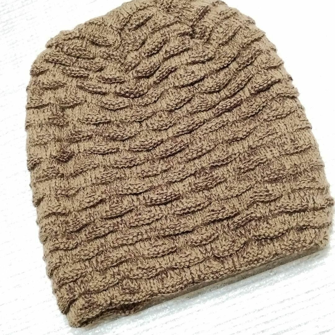 【ブラウン色】ニット キャップ  メンズ裏ボア付き 防寒対策 暖かい秋冬 メンズの帽子(ニット帽/ビーニー)の商品写真