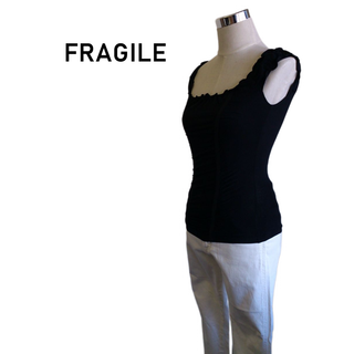 フラジール(FRAGILE)の【FRAGILE】フラジール フリルタンクトップ サイズ38 ブラック USED(タンクトップ)