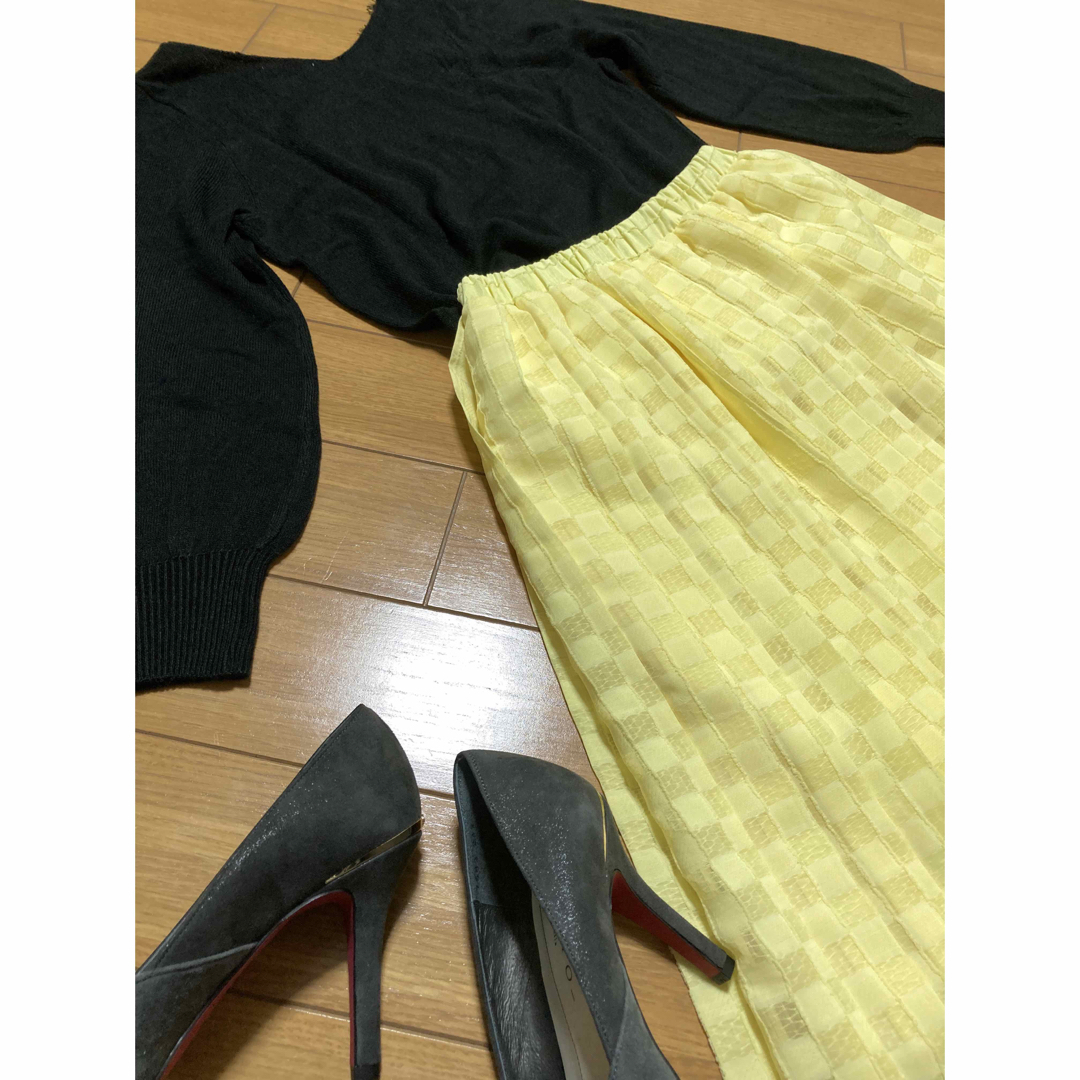TONAL(トーナル)のトーナル　プリーツスカート　38 イエロー レディースのスカート(ひざ丈スカート)の商品写真
