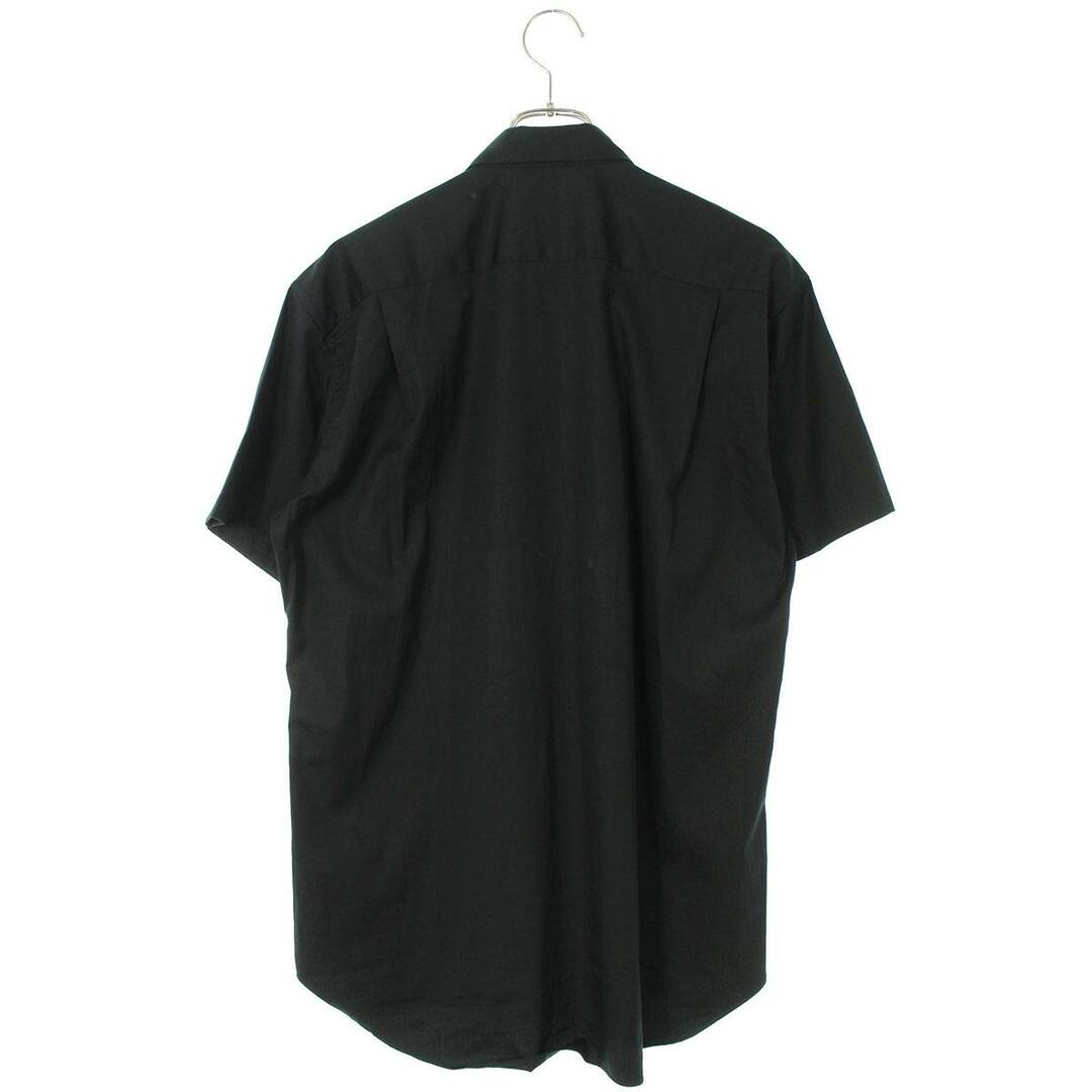 クロムハーツ  CDG SS BLK LTHR/BLK PP クロスボールボタンレザー切り替え半袖シャツ メンズ M