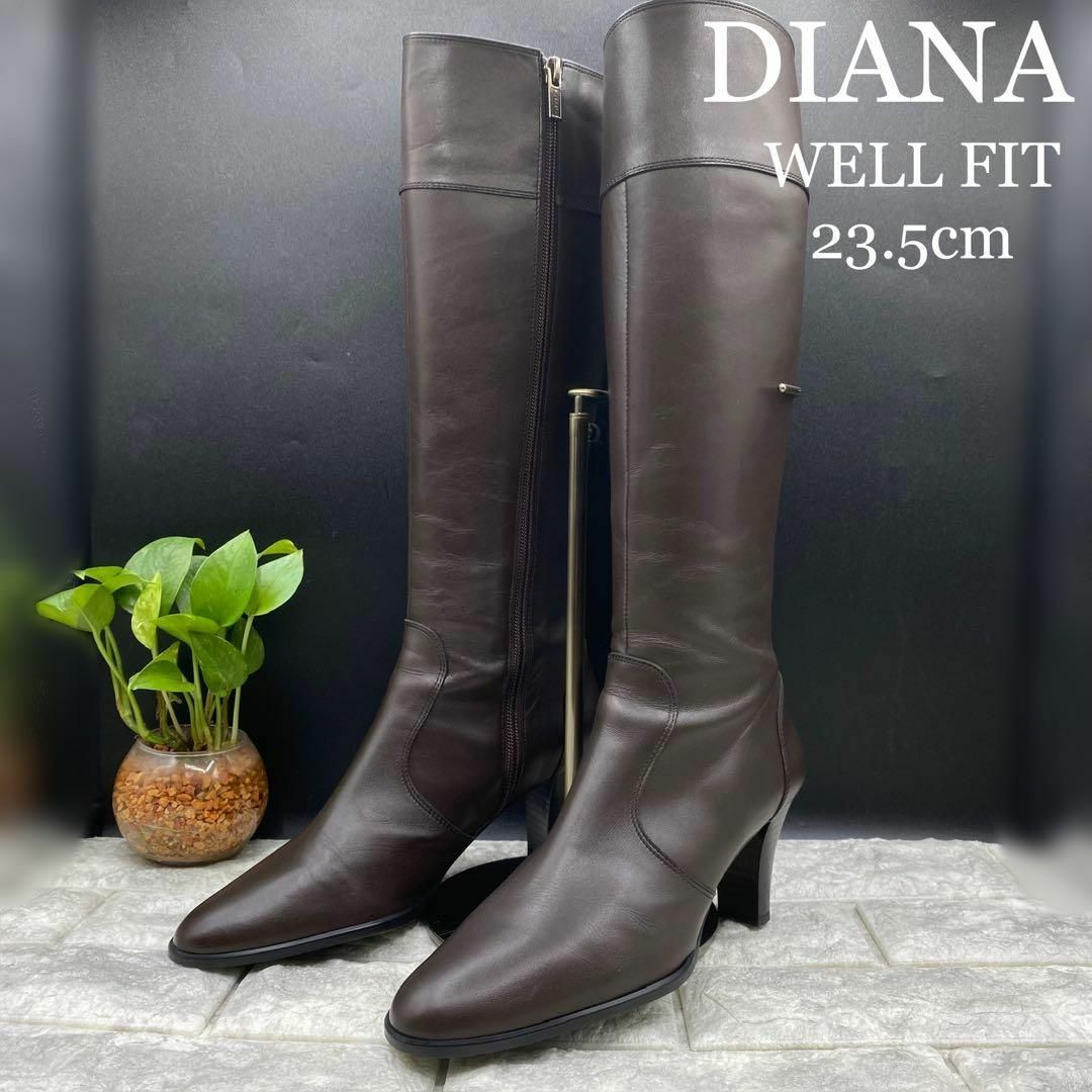 ☆美品 DIANA ダイアナ ロングブーツ チャンキーヒール ブラウン 23.5