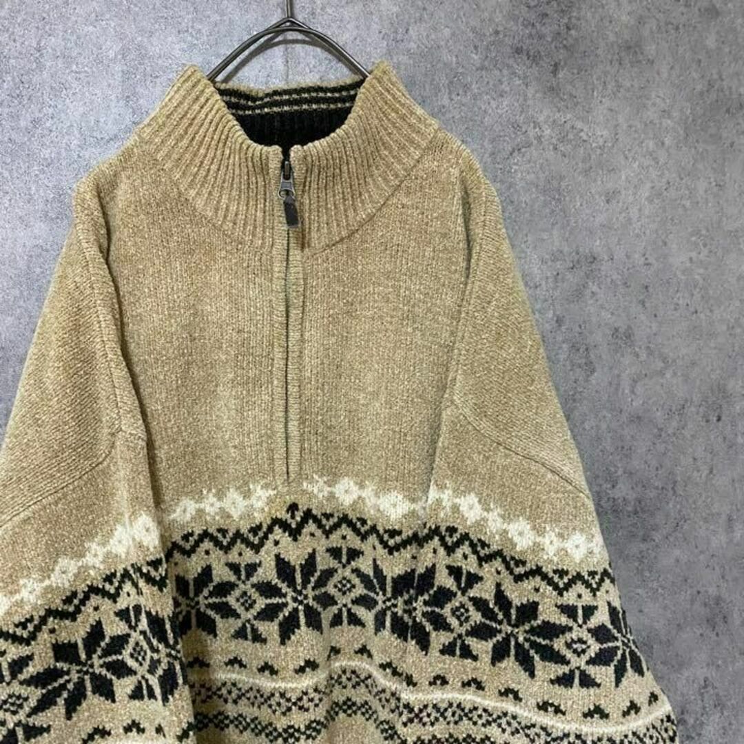 素晴らしい 90s vintage 古着 個性派 Y5 柄ニット ハーフジップ メンズ ...