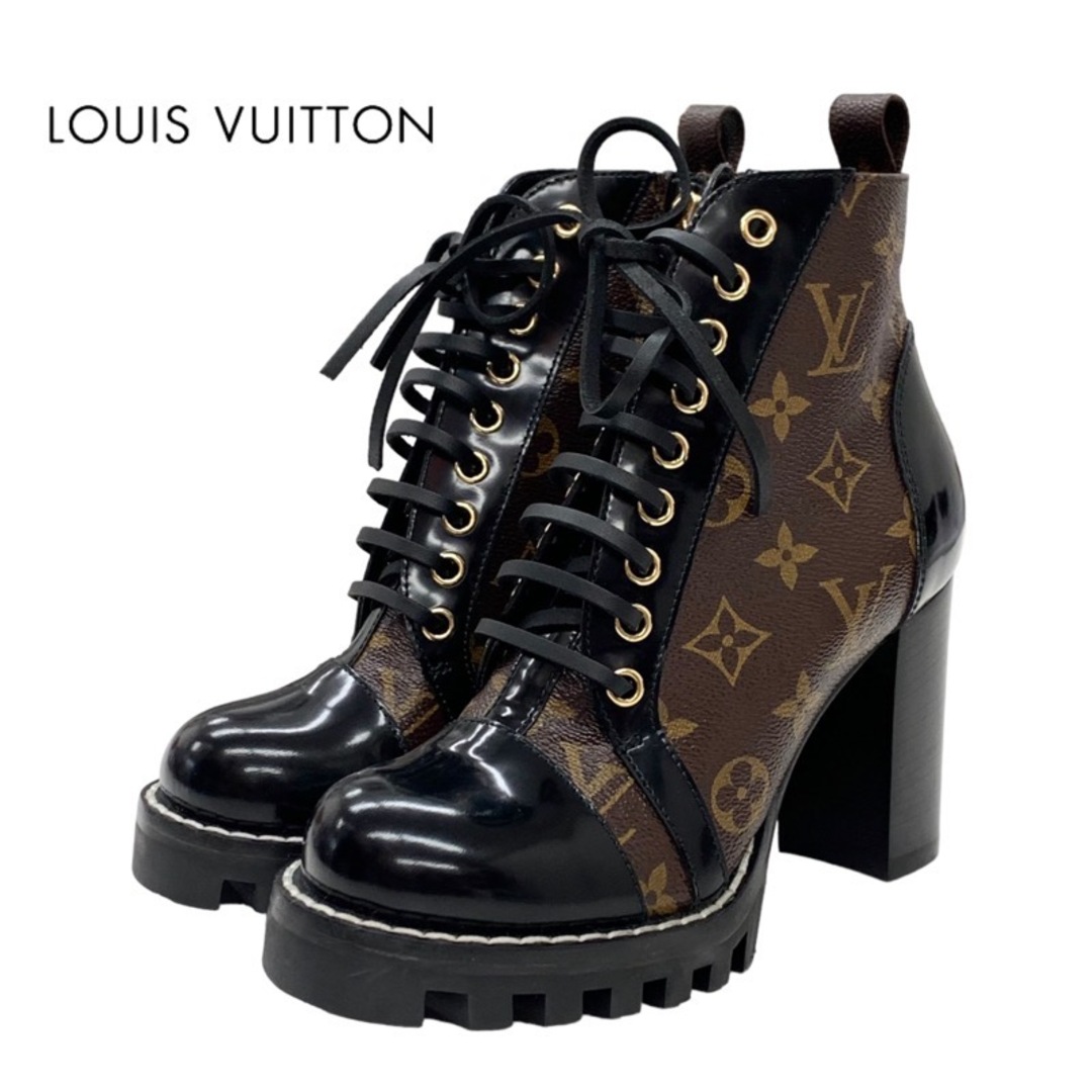 カラールイヴィトン LOUIS VUITTON スタートレイルライン ブーツ ショートブーツ 靴 シューズ レザー ブラック ブラウン モノグラム アンクルブーツ