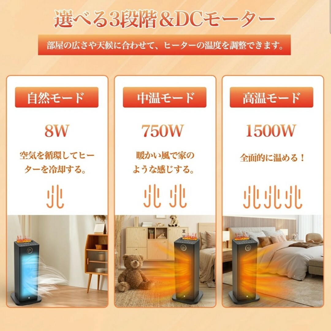 セラミックヒーター 人感ヒーター 加湿機能 電気ファンヒーター 電気