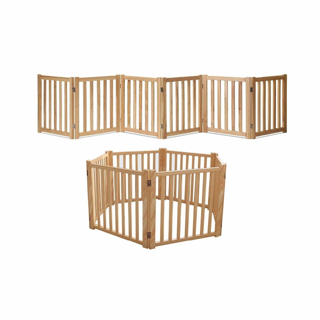 ペットサークル 木製ゲート 折り畳み式 組み合わせ自由 パーテーション 屋内用