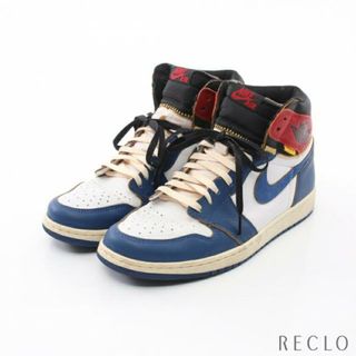 ナイキ(NIKE)のNIKE × UNION AIR JORDAN 1 RETRO HI NRG ハイカットスニーカー レザー ホワイト ブルー マルチカラー(スニーカー)