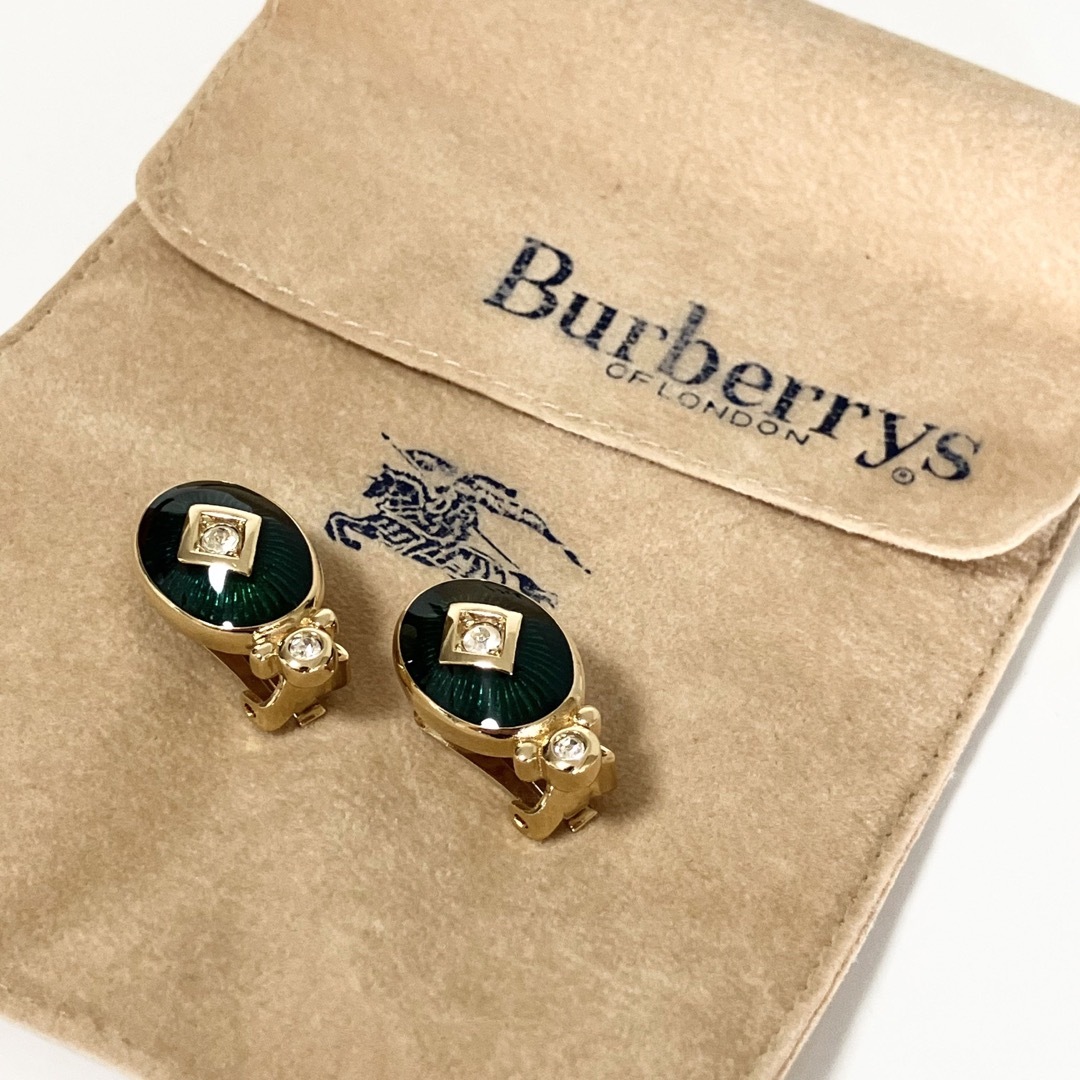 BURBERRY(バーバリー)のBurberrys バーバリーズ  イヤリング グリーン 緑 ラインストーン レディースのアクセサリー(イヤリング)の商品写真