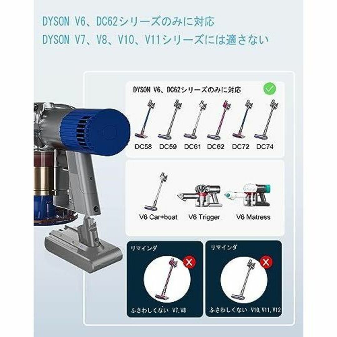 交換用 ダイソン V6 バッテリー ダイソンDC62 DC61  管02F6 2