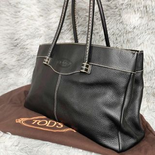 トッズ(TOD'S)のTOD'S トッズ トートバッグ ハンドバッグ ステッチ レザー シボ革 黒(トートバッグ)