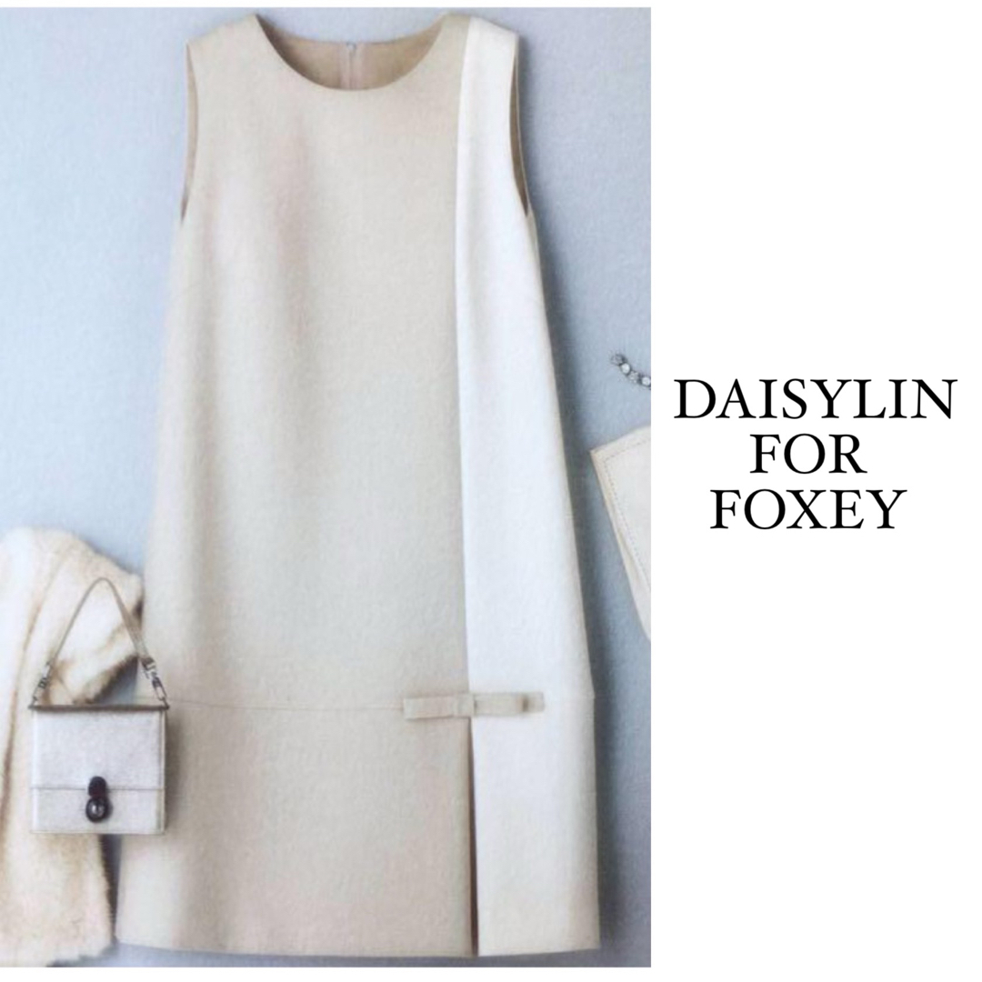 美品✨DAISYLIN FOXEY 襟付き ひざ丈ワンピース ネイビー 40