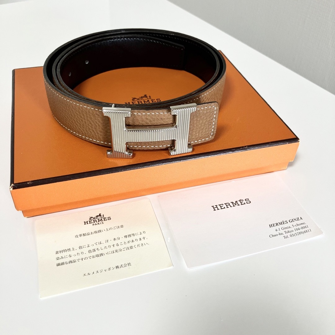 Hermes - HERMES コンスタンス ベルト ブラック ブラウン シルバーの