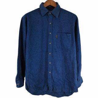 ペンドルトン(PENDLETON)のPENDLETON ペンドルトン ウール 長袖シャツ エルボーパッチ 袖タック ブルー (メンズ M) 中古 古着 O4828(シャツ)