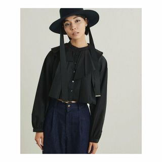 パルグループアウトレット(PAL GROUP OUTLET)の【ブラック】【ear PAPILLONNER】タック襟ショートシャツ【SUM1 STYLE】(シャツ/ブラウス(長袖/七分))