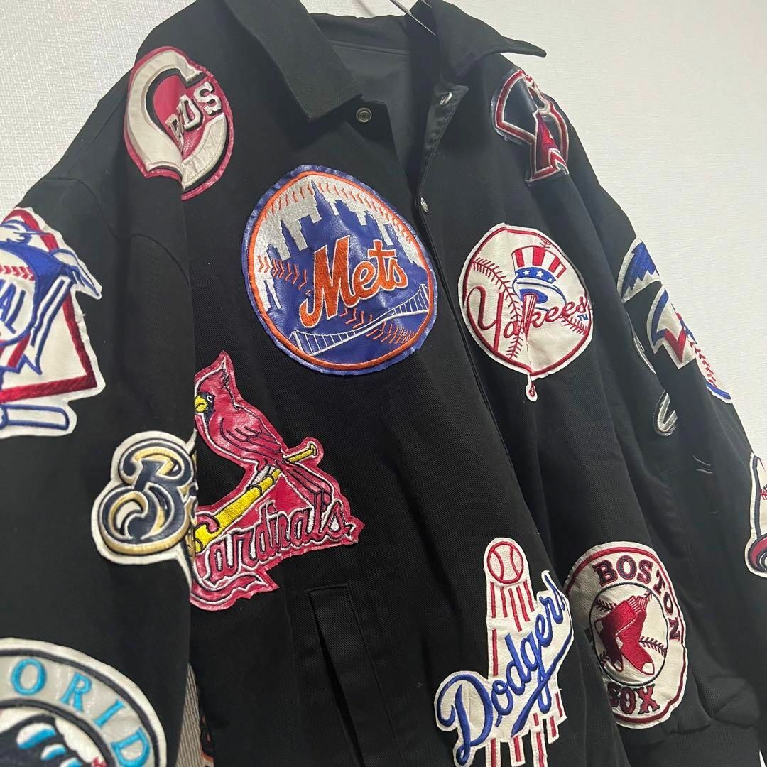 激レア MLB リバーシブルロゴブルゾン 刺繍 レザー 野球 大谷翔平 メンズのジャケット/アウター(スタジャン)の商品写真