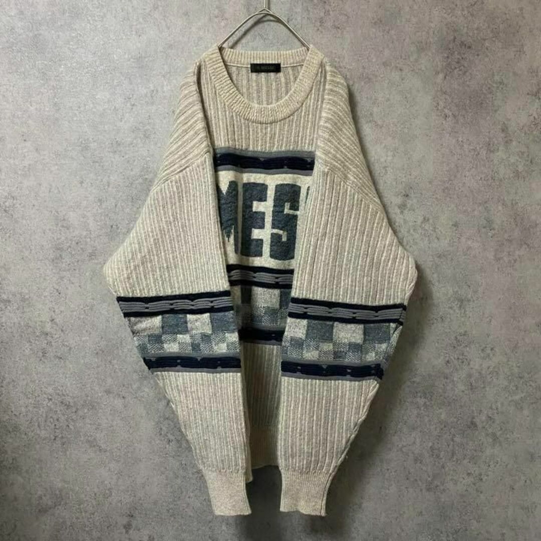 90S vintage 柄ニット　セーター　モヘア混　メンズ　 　個性派F4