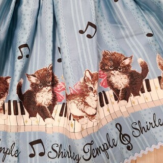 667【130】シャーリーテンプル　子猫の音楽会　スカート　ブルー　青
