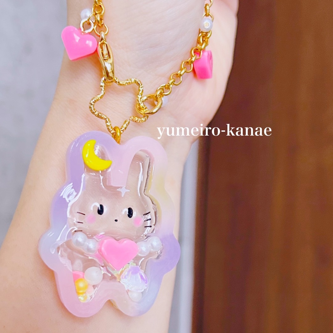 夢うさちゃん♡シャカシャカバッグチャーム ハンドメイドのアクセサリー(キーホルダー/ストラップ)の商品写真