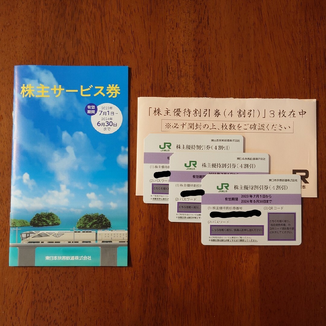 JR東日本（東日本旅客鉄道株式会社）株主優待割引券３枚 チケットの乗車券/交通券(鉄道乗車券)の商品写真