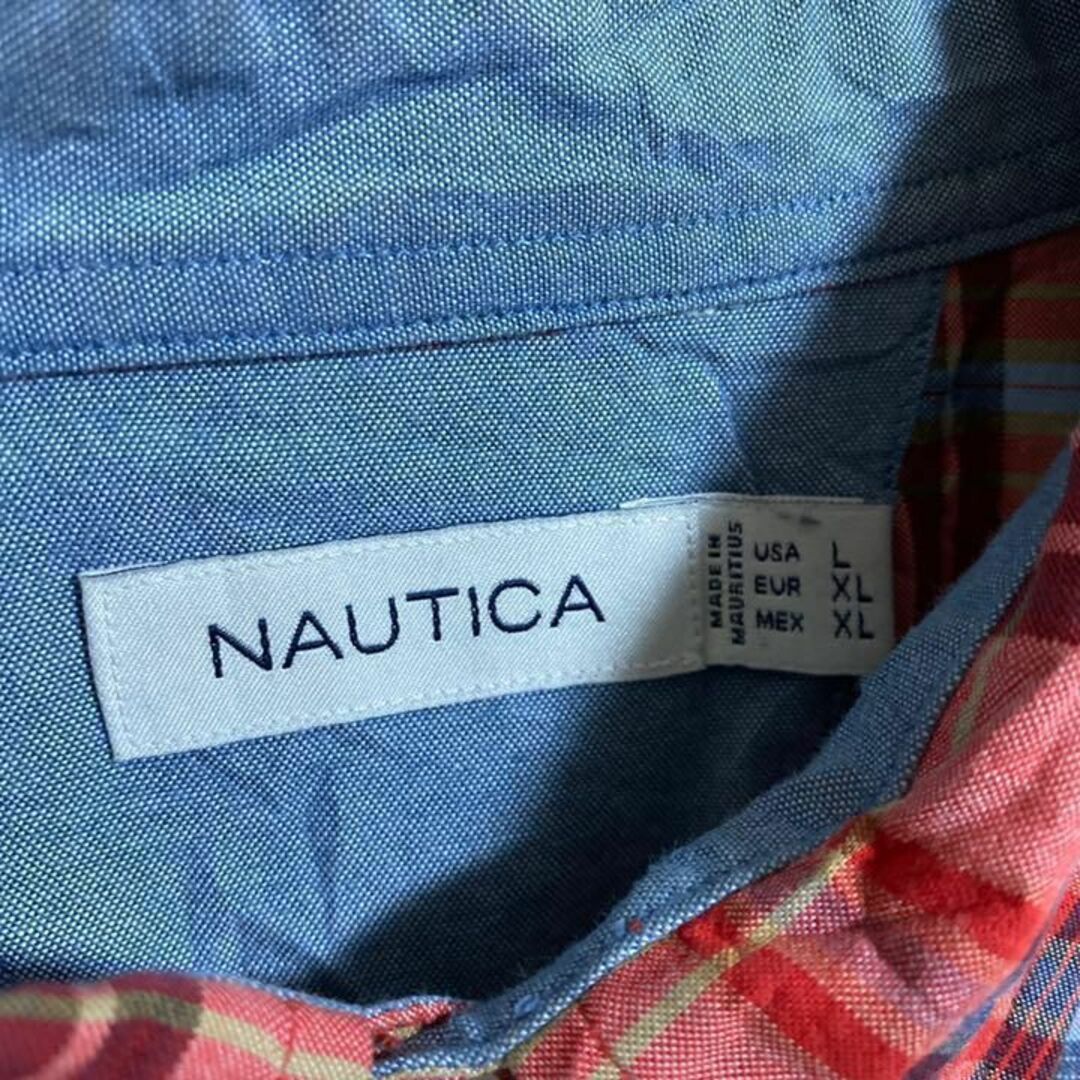 NAUTICA - ノーティカ 刺繍 ロゴ USA古着 90s チェック ボタンダウン