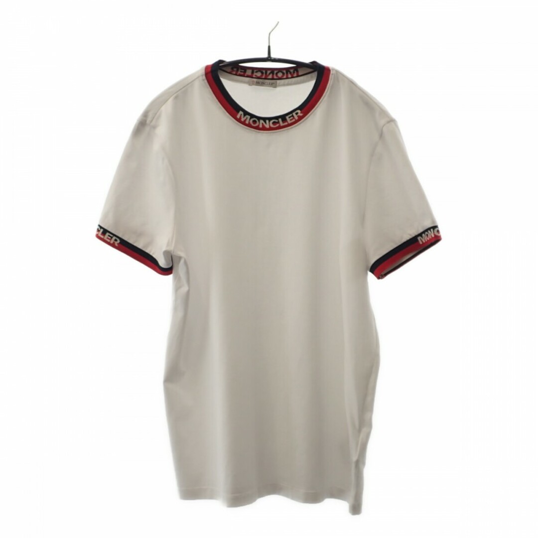 約48cm袖丈【ABランク】Moncler モンクレール MAGLIA モックネックTシャツ 半袖 トップス E10918000700 87296 コットン ホワイト Sサイズ【ISEYA】