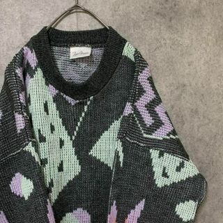 90s vintage 総柄ニット メンズ アクリル 古着 個性派 奇抜 A3 | フリマアプリ ラクマ