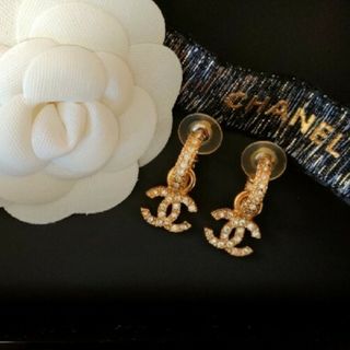 付属品なし 状態△ CHANEL キラキラ ゴールド フープピアス 正規品コメント無し即購入可