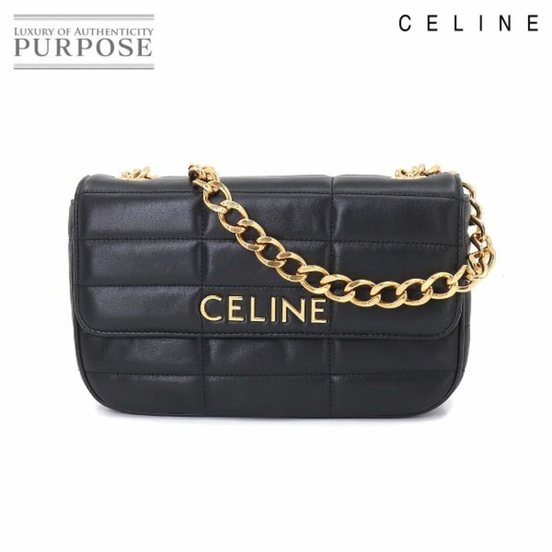 未使用 展示品 セリーヌ CELINE チェーン ショルダーバッグ マトラッセ モノクローム レザー ブラック 111273EYD VLP 90206561