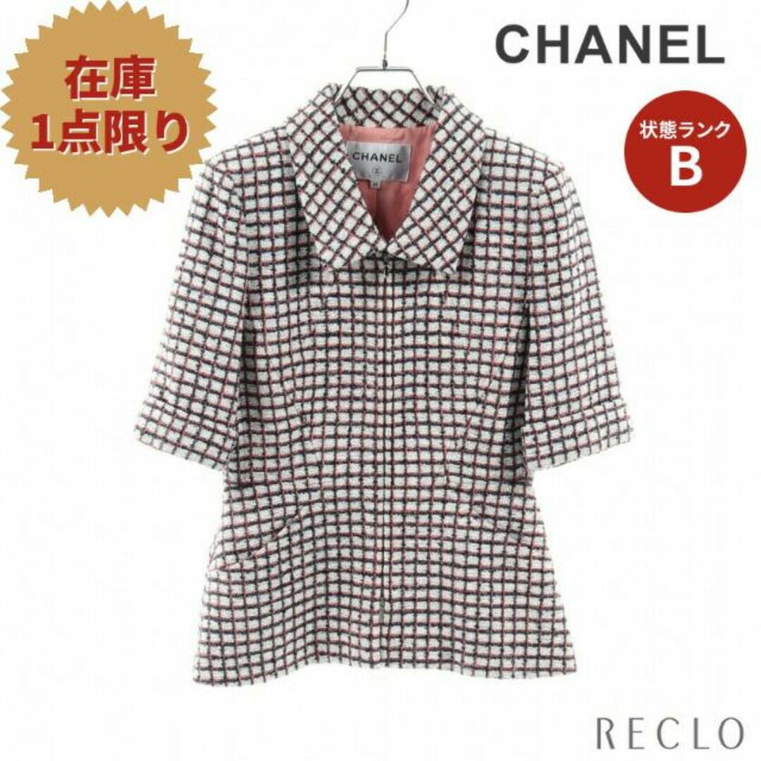 CHANEL(シャネル)の ジャケット 半袖 チェック ツイード ホワイト マルチカラー レディースのジャケット/アウター(その他)の商品写真