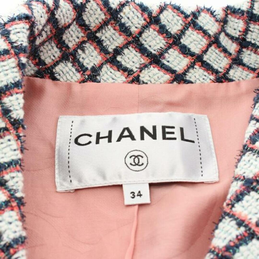 CHANEL(シャネル)の ジャケット 半袖 チェック ツイード ホワイト マルチカラー レディースのジャケット/アウター(その他)の商品写真