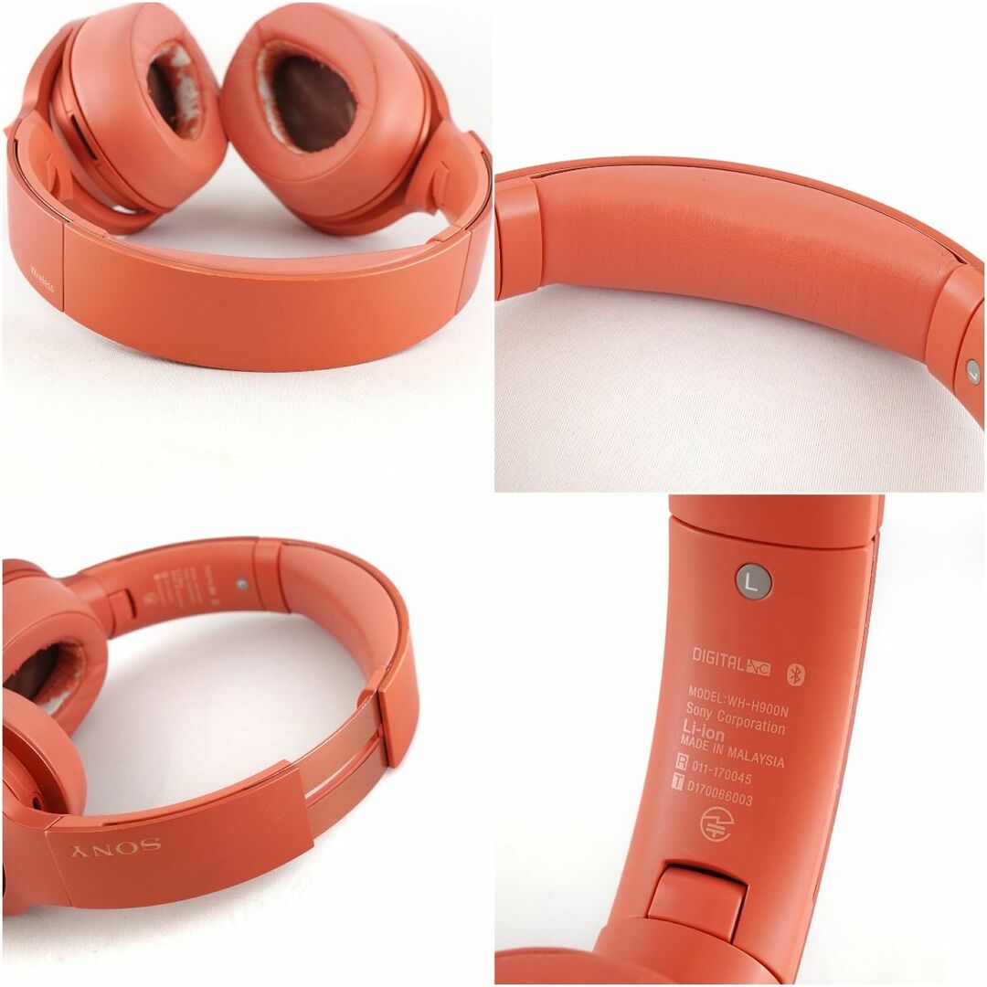 SONY h.ear on 2 Wireless NC WH-H900N ワイヤレスヘッドホン USED品 ノイズキャンセリング ハイレゾ 外音取込 マイク レッド 完動品 V9079 1