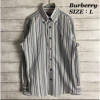 バーバリーブラックレーベル(BURBERRY BLACK LABEL)の/《大人気ブランド》Burberry Black Label ストライプ　刺繍(シャツ)