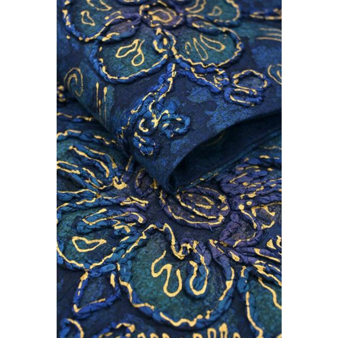 着物だいやす 113■名古屋帯■紬　コード刺繍　金彩　染め帯　濃藍色【正絹】【仕立て上がり帯】