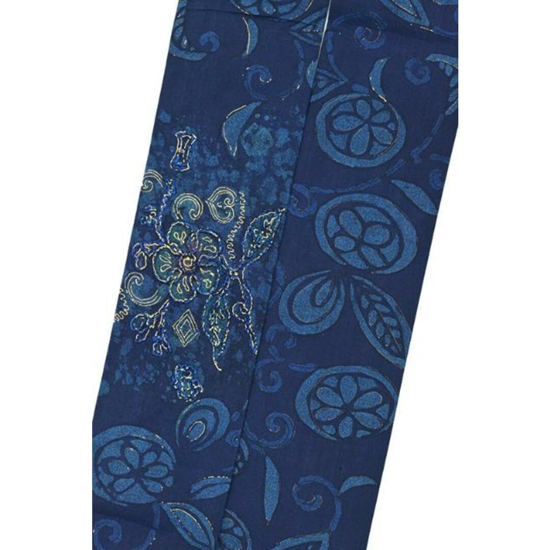 着物だいやす 113■名古屋帯■紬　コード刺繍　金彩　染め帯　濃藍色【正絹】【仕立て上がり帯】