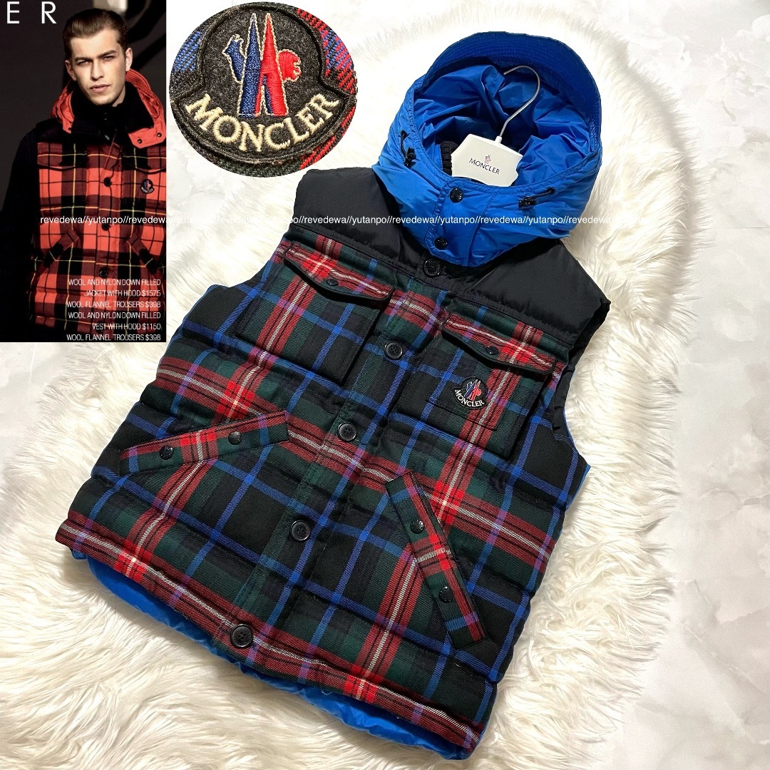 MONCLER - 本物 雑誌掲載 美品 モンクレール チェック柄 フード付き