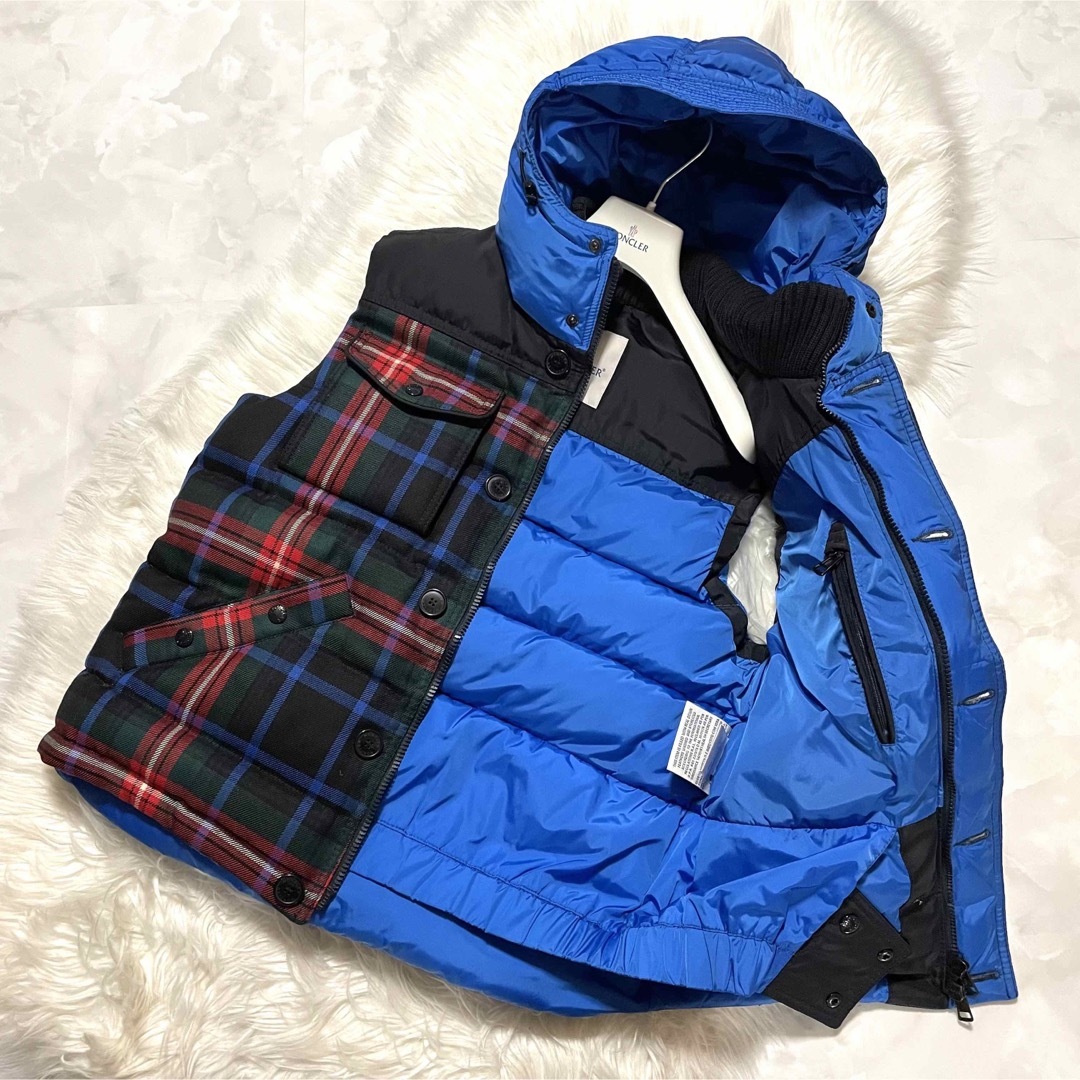 MONCLER - 本物 雑誌掲載 美品 モンクレール チェック柄 フード付き
