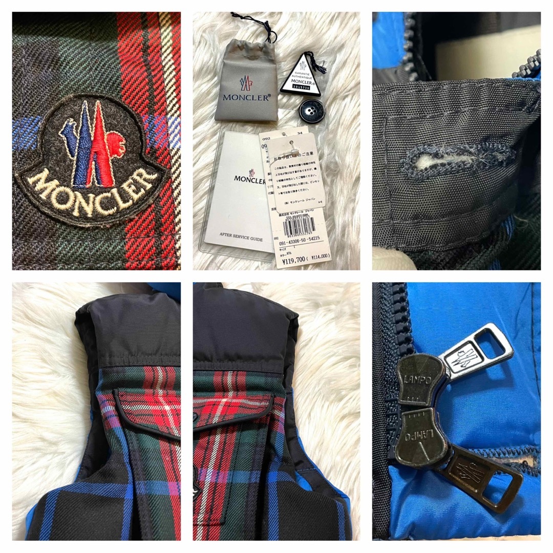 MONCLER - 本物 雑誌掲載 美品 モンクレール チェック柄 フード付き