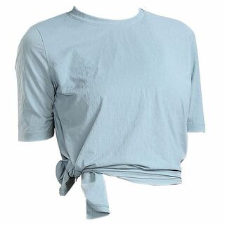 ヨガウェア  Sサイズ ライトブルー 半袖 トップス Tシャツ レディース (ヨガ)