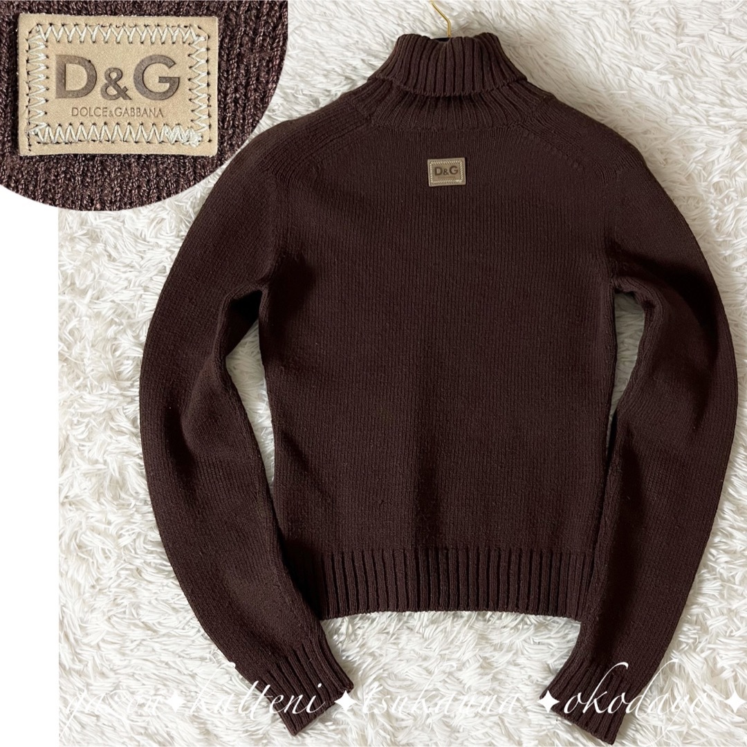D&G ドルチェ&ガッパーナ タートルネックニット ロゴワッペン セーター