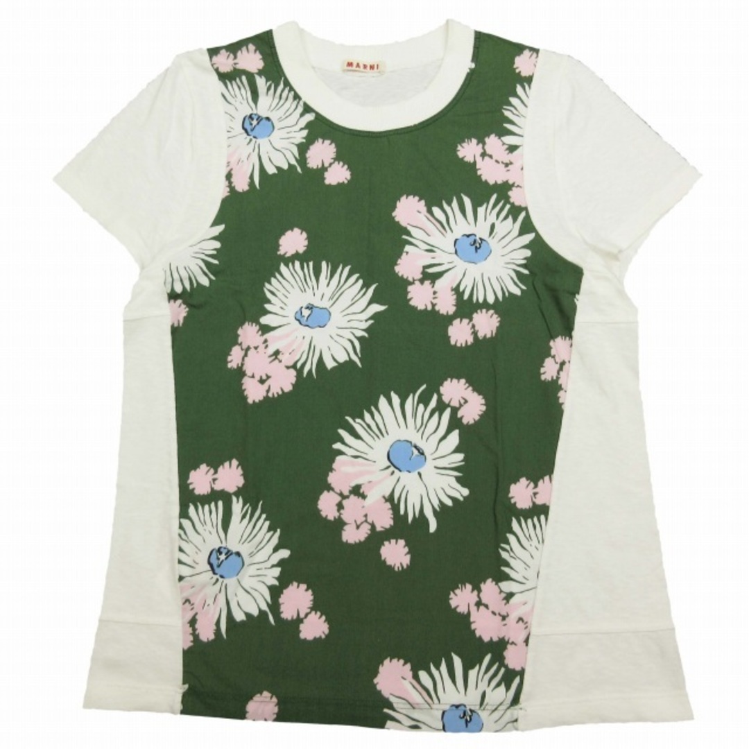 455cm着丈美品 マルニ MARNI ボタニカル フラワー プリント スイッチング Tシャツ