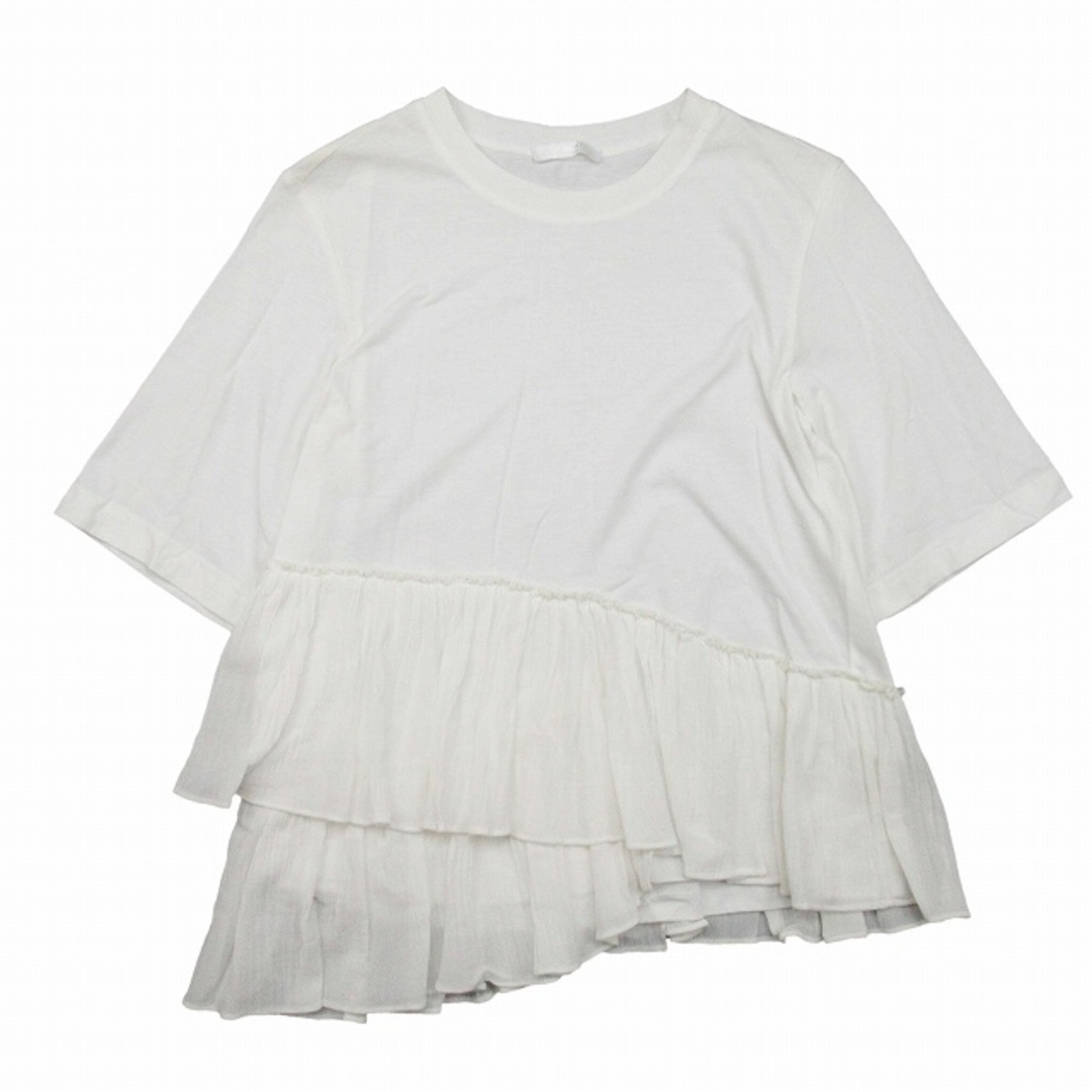 Chloe(クロエ)のクロエ CHLOE Tシャツ ガーゼ素材 ティアード フリル ペプラム XS 白 レディースのトップス(Tシャツ(半袖/袖なし))の商品写真