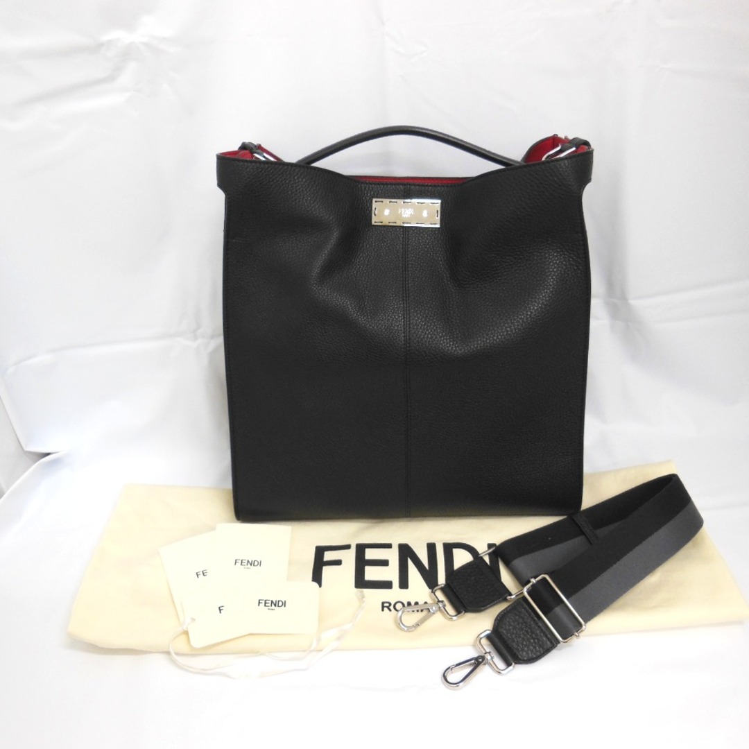 FENDI フェンディ  ピーカブー エックスライト フィット トートバッグ 7VA447 レザー   ダークグレー   2WAY ショルダーバッグ 【本物保証】