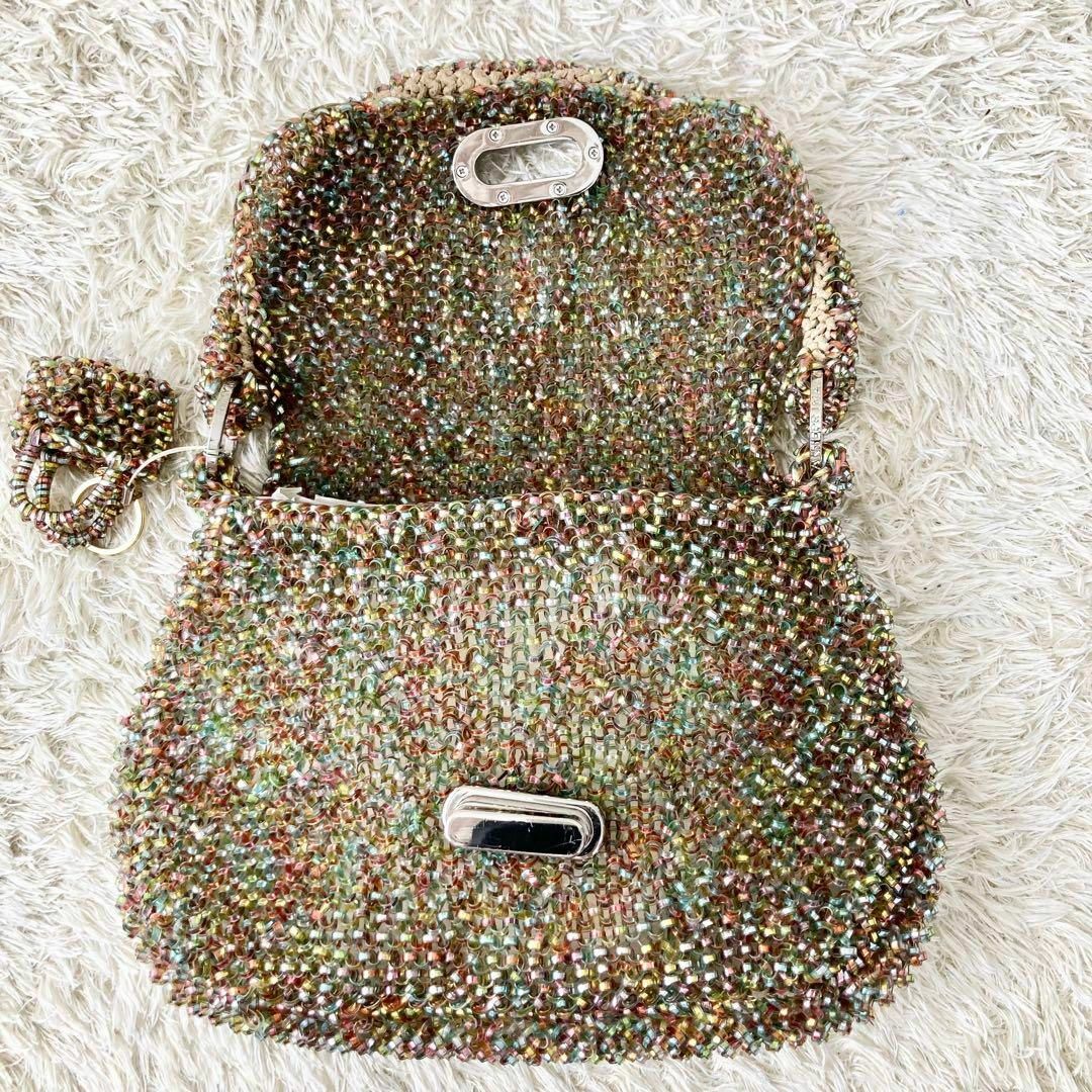 美品 アンテプリマ ショルダーバッグ ターンロック マルチカラー ミニ