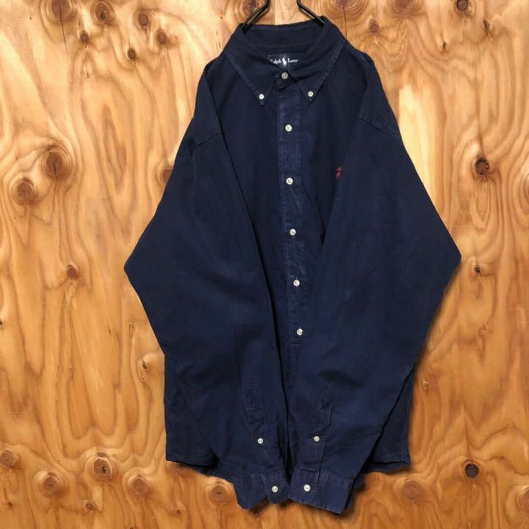 ネイビー ボタンダウン ポロラルフローレン USA古着 90s シャツ 単色